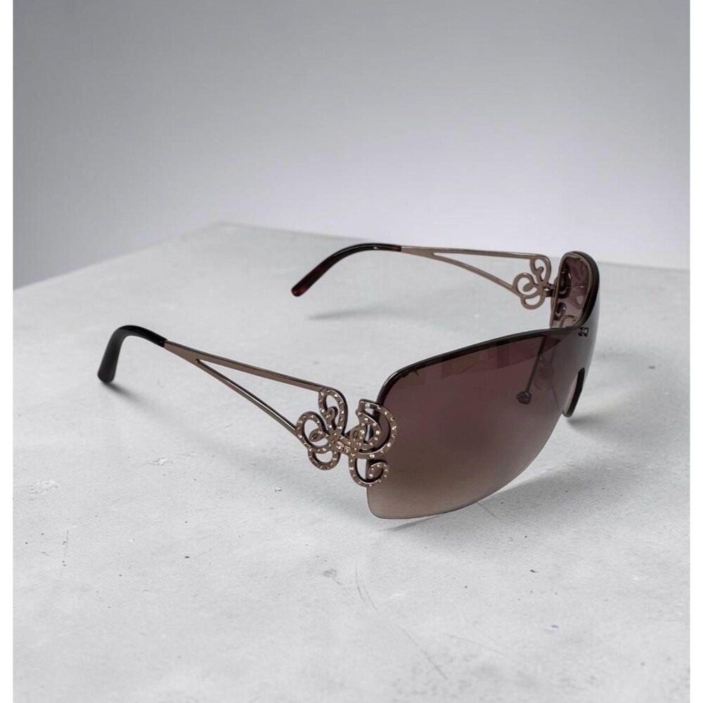 Vintage Y2K Juicy Couture Scroll Shield Sunglasses - Brown "Queen of Everything"
